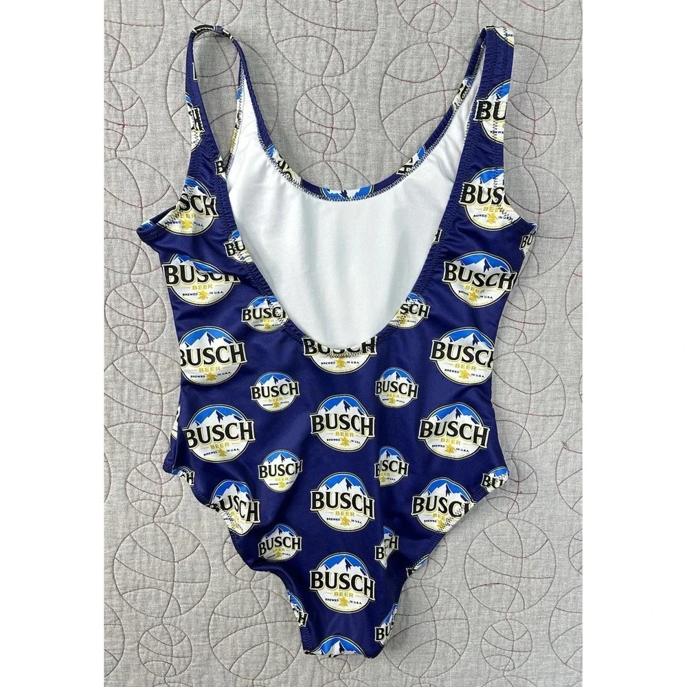 Busch Light Beer Women's Swimsuit Blue‎ One Piece Shinesty Large